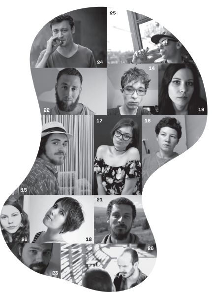 14. Kulcs�r �rp�d, 15. Kulcs�r Edmond, 16. L�ng Orsolya, 17. M�rcuțiu-R�cz D�ra, 18. Ozsv�th Zsuzsa, 19. S�nta Miri�m, 20. S�rk�ny T�mea, 21. Serest�ly Zal�n, 22. Sz�kely �rs, 23. Sztercey Szabolcs, 24. Varga L�szl� Edg�r, 25. Vass Csaba, 26. Visky Zsolt